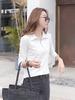 Elegant Long Sleeve Polo T Shirt For Women With Spliced Design Made Of Cotton And Spandex For Office Wear