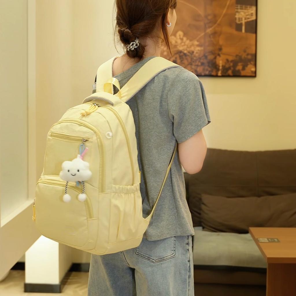 Womens Nylon Backpack Set with Crossbody Bag and Pencil Case Casual Travel Daypack