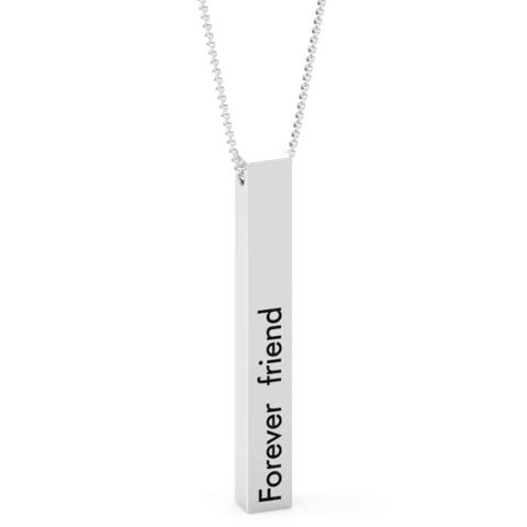 LeCalla S925 Sterling Silver Jewelry Friends Forever Dimensional Love 3D Bar Necklace for Women Girls