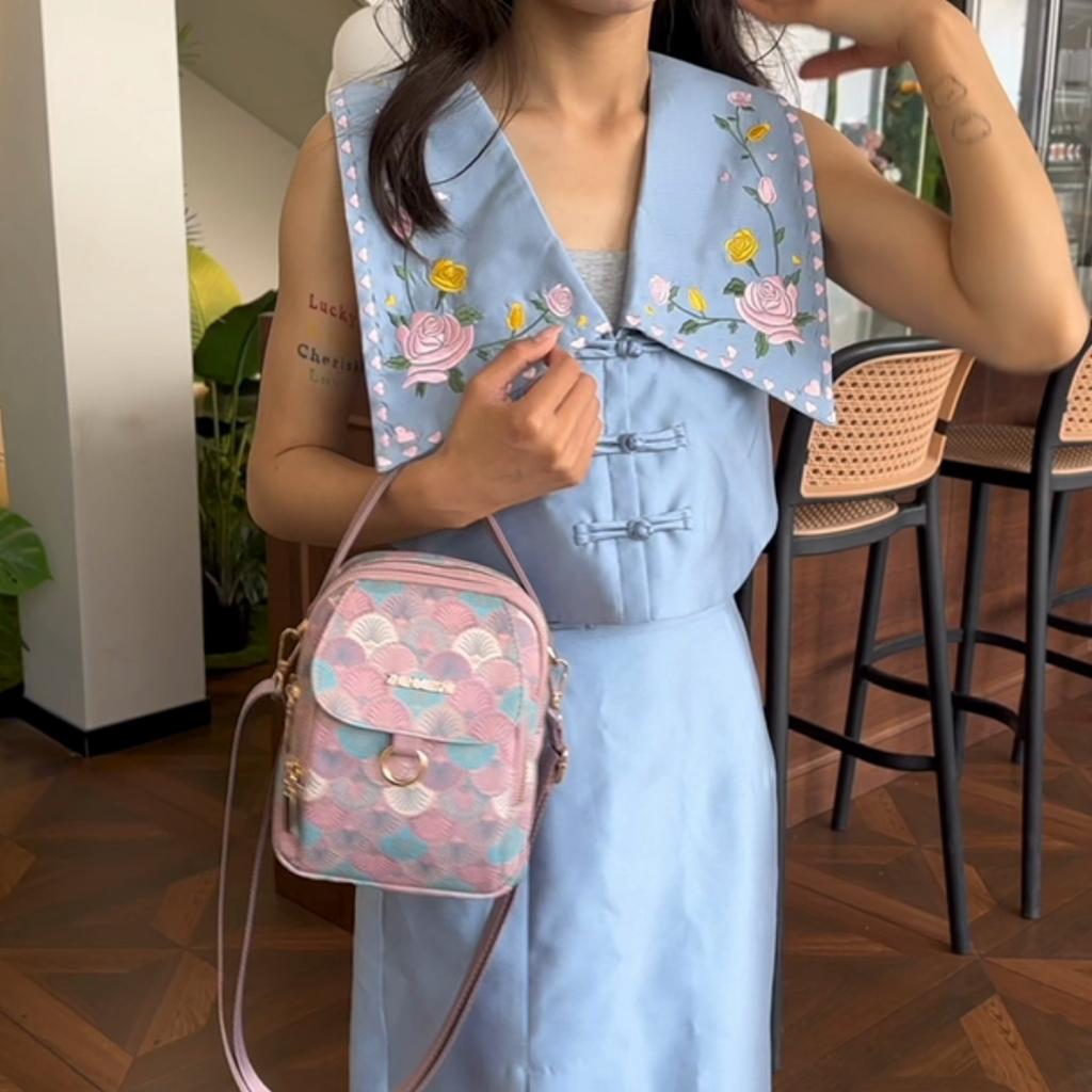 Women's Printed Shoulder Bag Female Multi-Layer Bag Mobile Phone Bag Small Square Bag Small Hadnbag