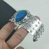 Natural Australian Triplet Opal Gemstone Handmade 925 Sterling Silver Cuff Bangle, Australian Triplet Opal Bangle,For Wife, Unisex Bangle,