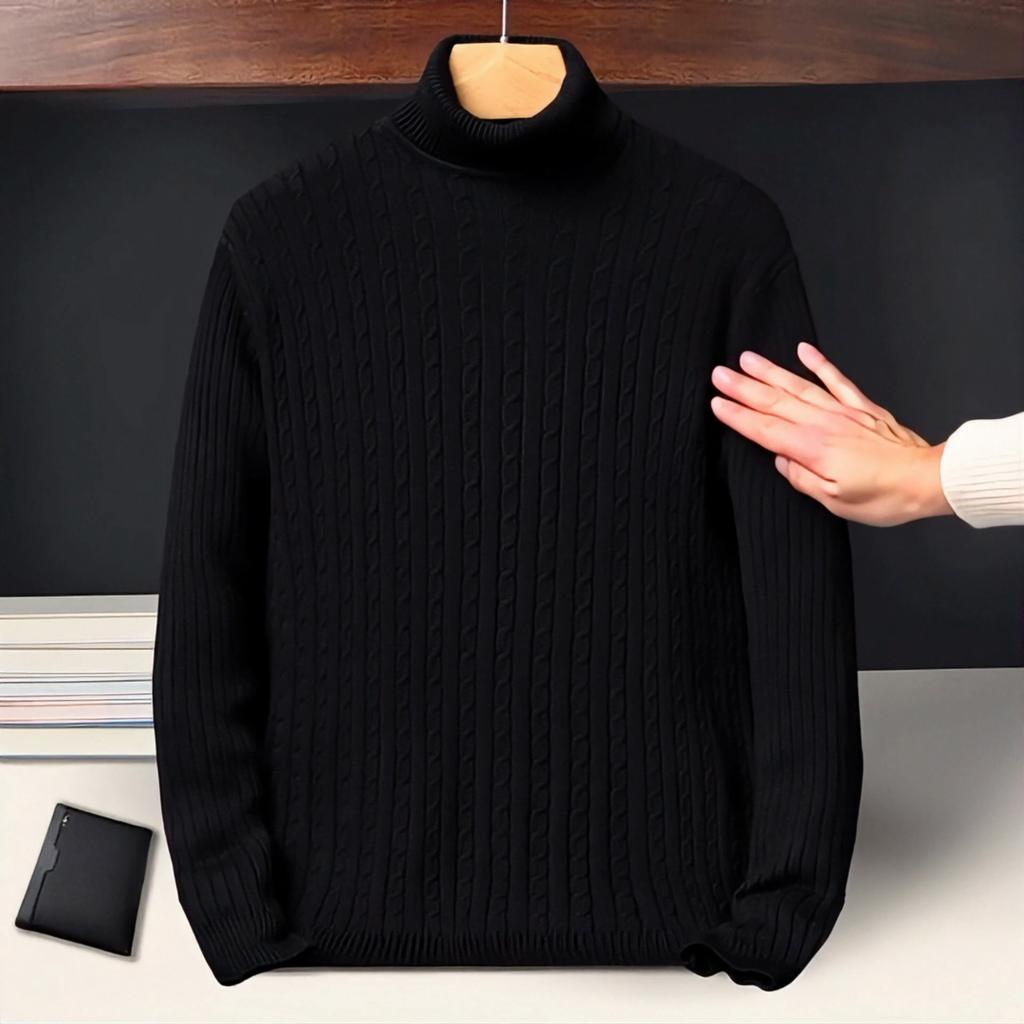 Men's High Neck Sweater Solid Color Turtleneck Pullover Knitted Sweaters Casual Turtleneck Sweatwear Mens Fall Winter