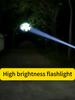 Telescopic zoom flashlight with built-in rechargeable handheld home safety lighting, durable structure, emergency preparation, essential for camping