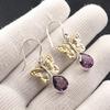 Natural Amethyst Gemstone 925 Sterling Silver Handmade Drop/Dangle Earrings 1.3" EE-155-3