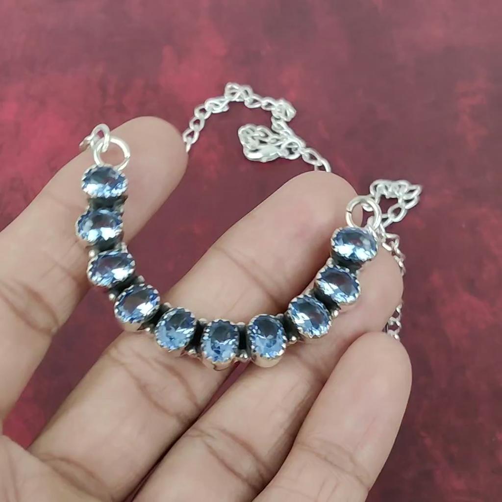 Tanzanite Handmade Gemstone Necklace, 925 Solid Sterling Silver Necklace Jewelry, For Thanksgiving