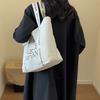 New Style Canvas Bag with Large Letter Print, Casual and Fashionable Shoulder Bag