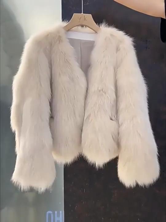 High-end Imitation Fox Fur Jacket Short Winter Thick Small Temperament Fashionable Furry Women's Light Luxury Top