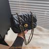 Solid Color Lattice Pu Leather Small Shoulder Bag With Chain Strap For Daily Use