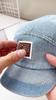 Letter Patch Washable Denim Sun Hat With Short Brim For Men And Women