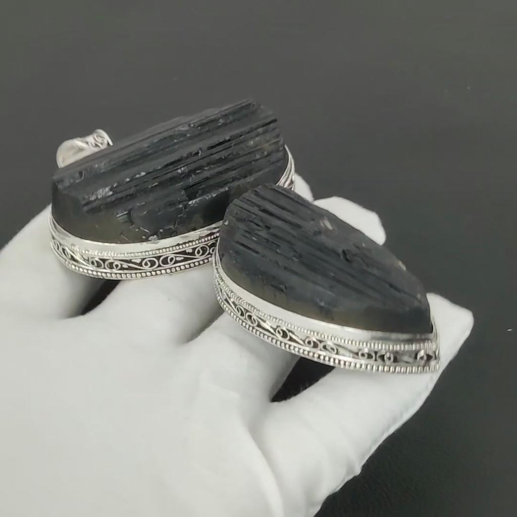 Black Tourmaline Pendant, 925 Sterling Silver Handmade Jewelry, Tourmaline Silver Pendant, Party Wear Jewelry For Women's, Pendant Valentine Day Gift