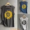 Exquisite Women's Sleeveless Sunflower Tops Blouse For Effortless Summer Style