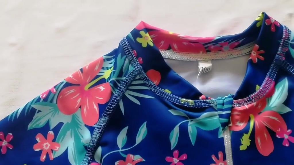 Swimming Costumes for Girls Long Sleeve Ruffle Design Swimsuit Hawaiian Bathing Suit Kids One Piece Quick Dry Swimwear
