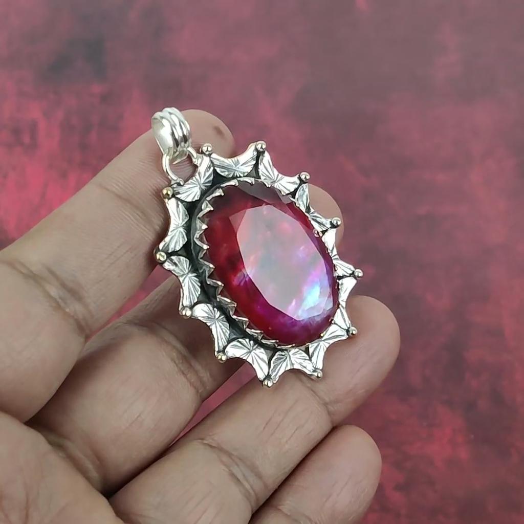 Pendentif en ammolite, bijoux faits à la main, pendentif en argent sterling massif 925, cadeau pour femme