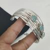 Natural Larimar Gemstone Handmade 925 Sterling Silver Cuff Bangle, Aquamarine Cuff Bangle For Wife, Unisex Cuff Bangle Gift For Him
