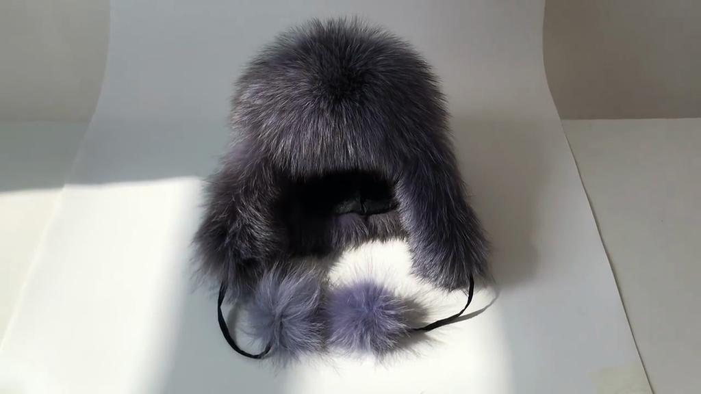 On Sale Real Fox Fur Women's Russian Ushanka Aviator Trapper Snow Skiing Hats Caps Earflap Winter Ladies Fox Fur Bomber Hat