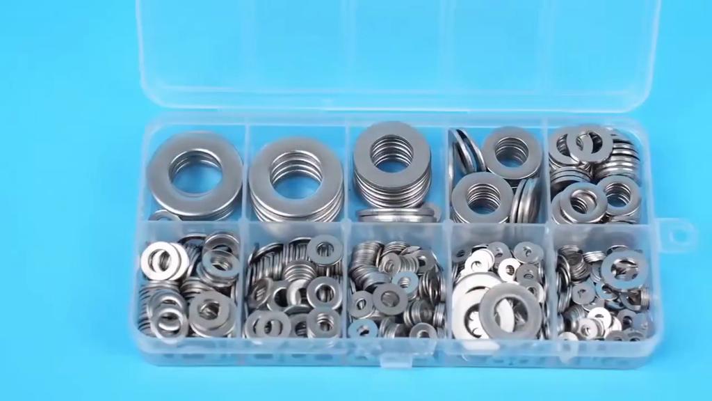 304 Stainless Steel Flat Washer Set M2-M12 Metal Screw Washers Rings Plain Gaskets Fastener Hardware Assortment Kits for Repair, Kitchens, Shops &More