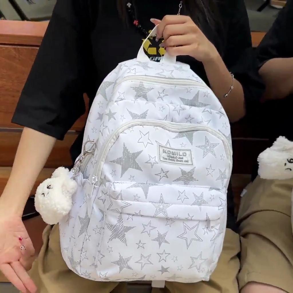 Zaino Scolastico per Studente delle Medie Zaino da Viaggio da Uomo a Grande Capacità con Stampa a Stelle da Donna