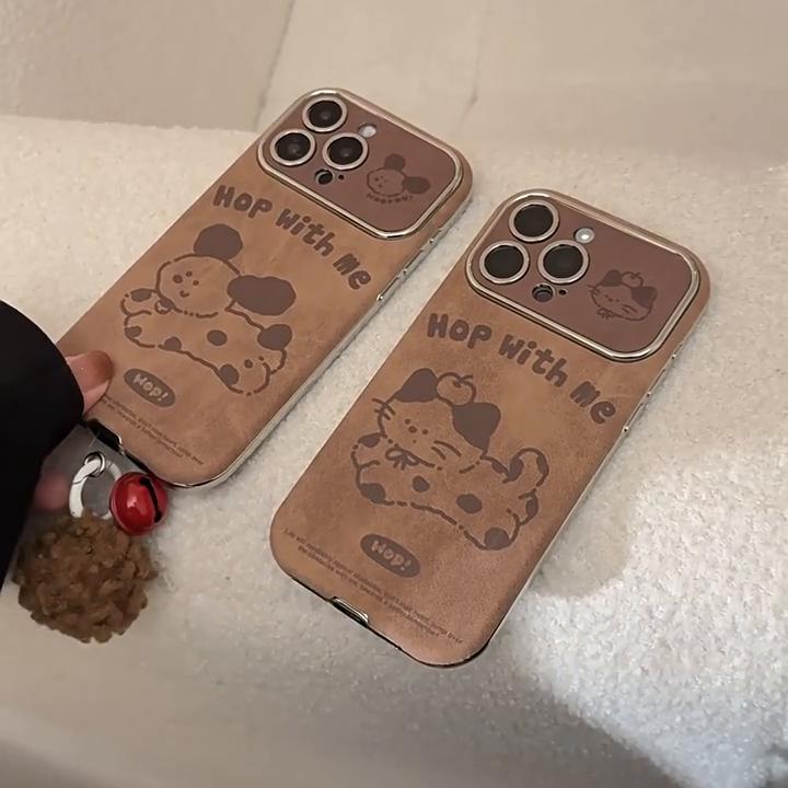 Brown Cartoon Lanyard Case for iPhone 16 15 14 13/12/11promax