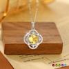 925 Sterling Silver Clover Pendant Necklace for Women, Natural Garnet/Amethyst/Citrine Crystal, Fashion Jewelry
