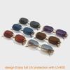 Geometric Unisex Metal Frameless Sunglasses With Uv400 Protection For Outdoor Travel And Style