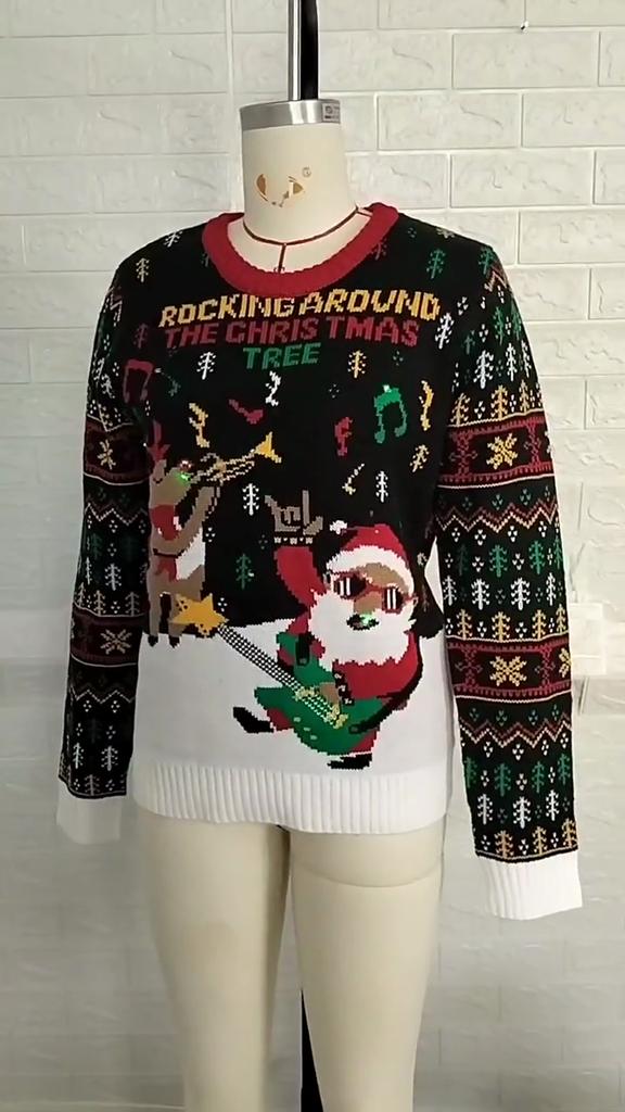 BITCED Colecția de Crăciun Jacquard cu Reni Toamnă/Iarnă Pulover Tricotat Moș Crăciun