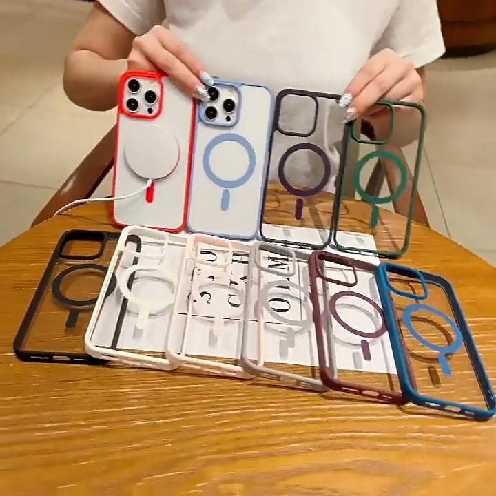 Luxury Magsafe Transparent Case For iPhone 16 15 14 13 12 11 Pro X XS XR Max 7 8 Plus Mini Magnetic Wireless Charge Phone Cover