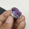 Natural Amethyst Adjustable 925 Sterling Silver Ring - Fits US Sizes 6 to 11 - Handmade Boho Jewelry for Women & Men, Birthday Gifts