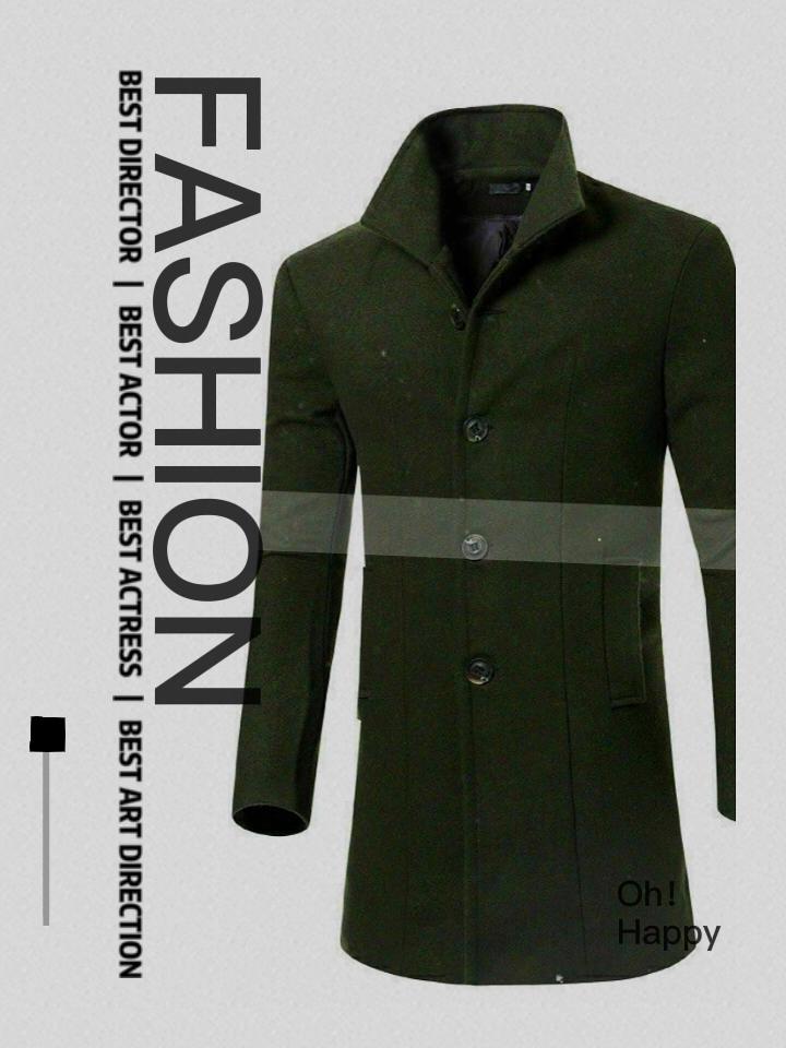 Manteau Trench Luxueux Veste Homme Hiver Chaud Manteau Laine Vêtement Extérieur Long Pardessus