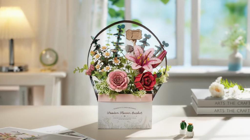 ROBOTIME Rowood Wooden Flower Basket DIY 3D Puzzle TW03H
