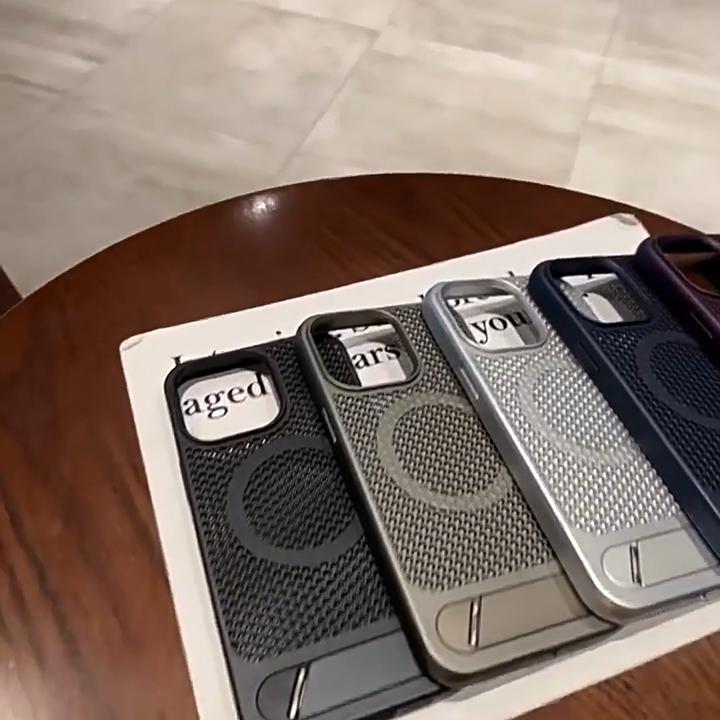 Nové magnetické voštinové chladící pouzdro se stojánkem pro iPhone 15 Pro Max 14 Plus 13 12 Pro 11 all-inclusive ochranný kryt proti pádu