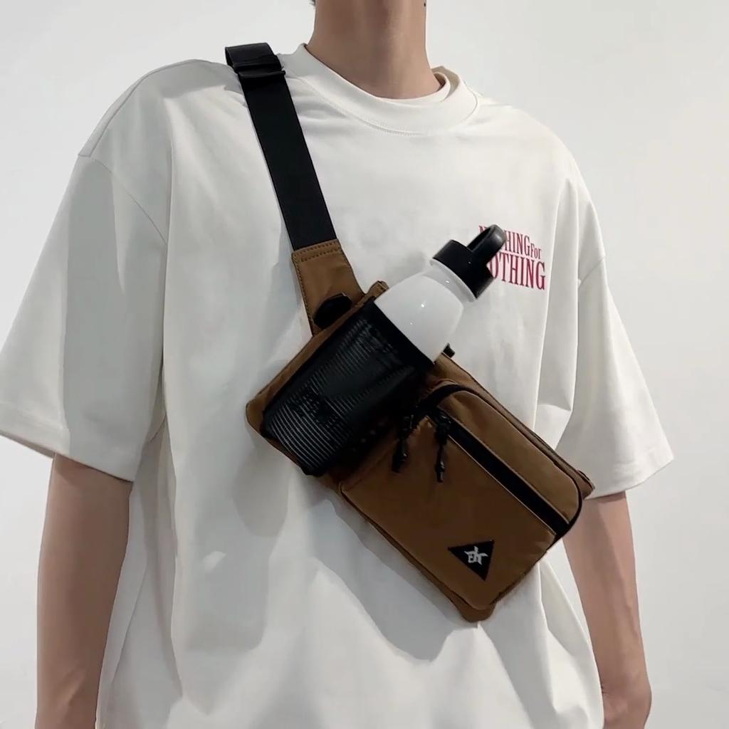 Men's Camping Shoulder Bag Outdoor Riding Hiking Mobile Phone Chest Bag Water Cup Bag