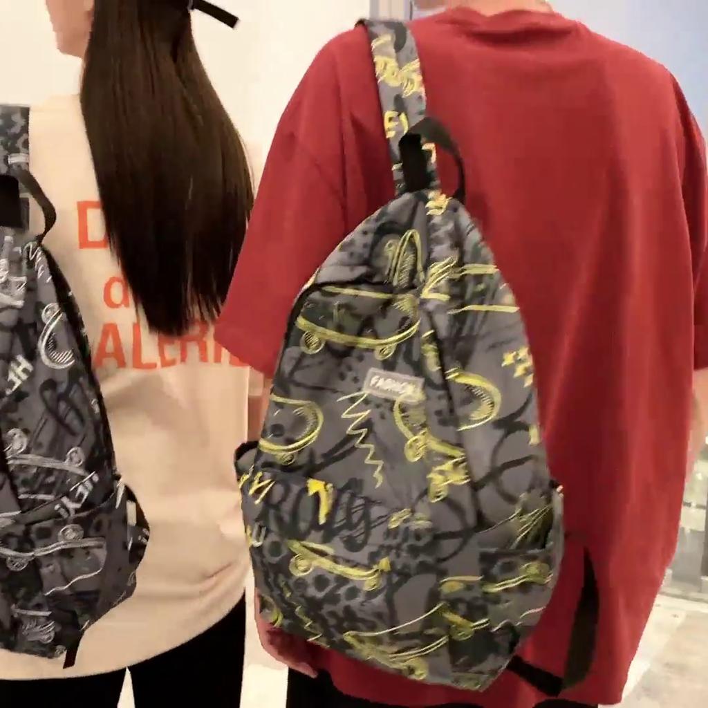 Men Graffiti Print Backpack Women Travel Large Capacity Computer Bag Student Schoolbag