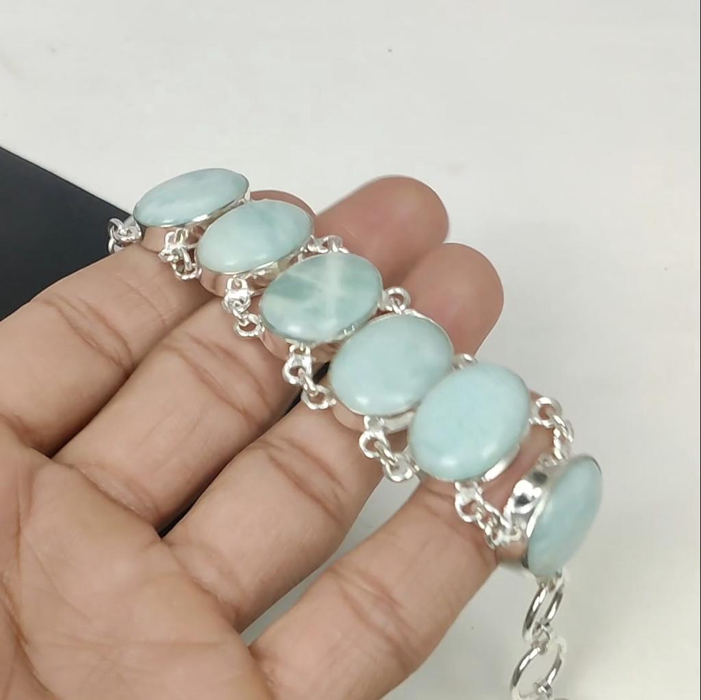 Natural Amazonite Gemstone Handmade 925 Sterling Silver Bracelet, Amazonite Bracelet For Wife , Unisex Bracelet, Mother's Day Gifts