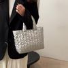 Yogodlns Large Capacity Quilted Tote Bag for Women Elegant Padded Solid Color Shoulder Bag for Vacation Casual Commuting Handbags