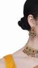 Graceful Curve Shaped  AD Stones Choker Necklace Set With Earring And Maangtika | Jewellery Set For Women