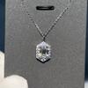 Vinregem 100% Argento Sterling 925 VVS1 3EX Colore D 3CT 7*9 MM Taglio Smeraldo Vera Pietra Preziosa Diamante Moissanite Pendente Collana Gioielleria Fine GRA
