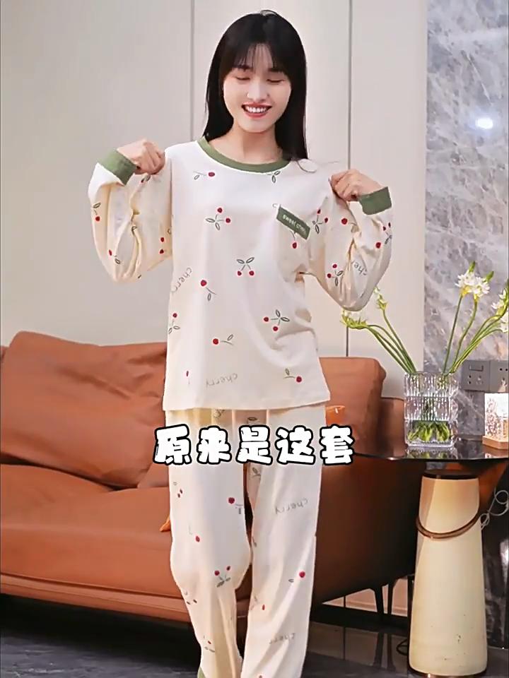 Cotton Pajamas Set Women Loose Fit Sleepwear Long Sleeve Two-Piece Loungewear Home Wear Comfortable Outfit Plus Size Options Breathable Fabric