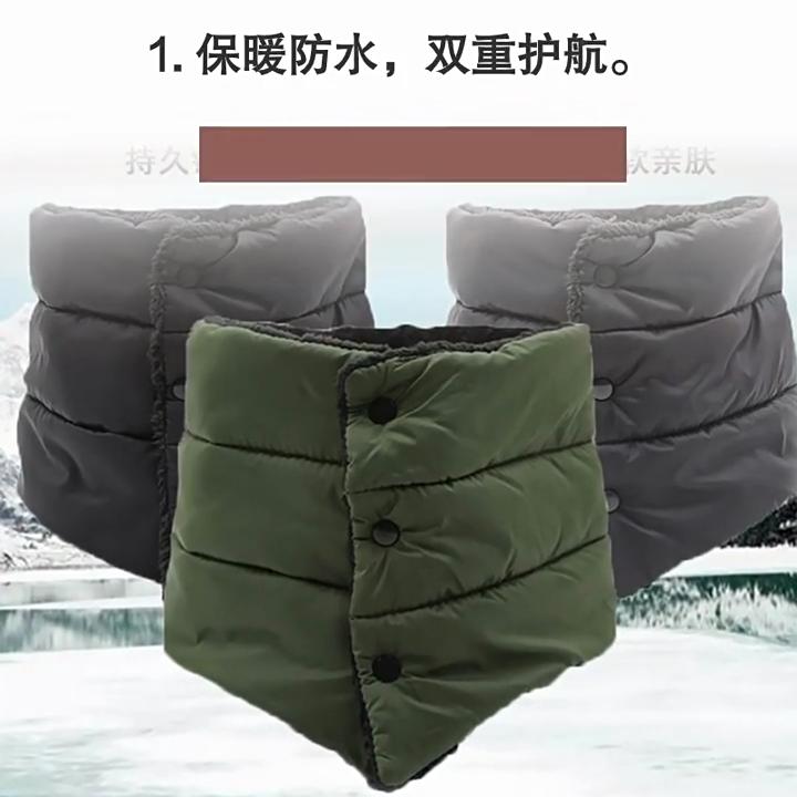 Water-Resistant Down Neck Warmer Snap Button Closure Thermal Fleece Lined Outdoor Cold Weather Scarf Unisex Windproof Design