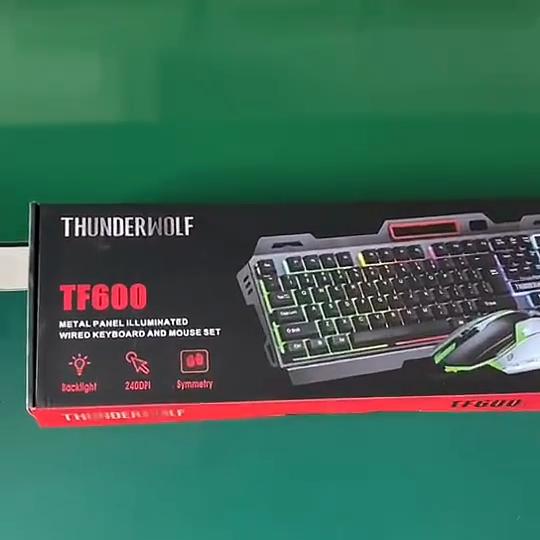 Набор клавиатуры и мыши Thunder Wolf TF600, металлическая железная пластина, ноутбук, настольный компьютер, офисная игра