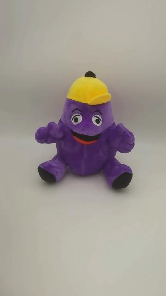 McDonald's Grimace Plush Toy Purple Grimace with Yellow Hat Soft Stuffed Doll McDonaldland Character Plushie for Fan Kid Birthday Gift Home Decoration