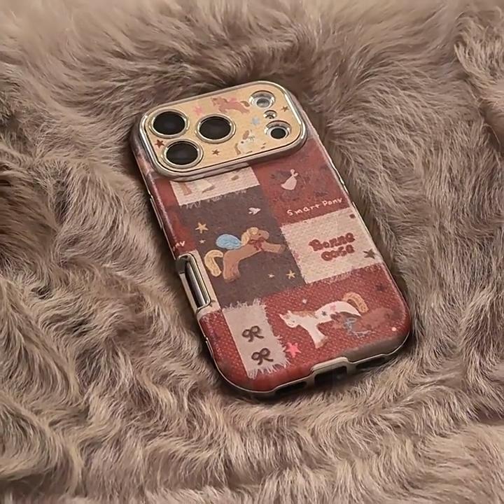 Retro New Year Pony Case for IPhone 17 Pro Max, Apple 16, Leather Phone Case, Multiple Sizes