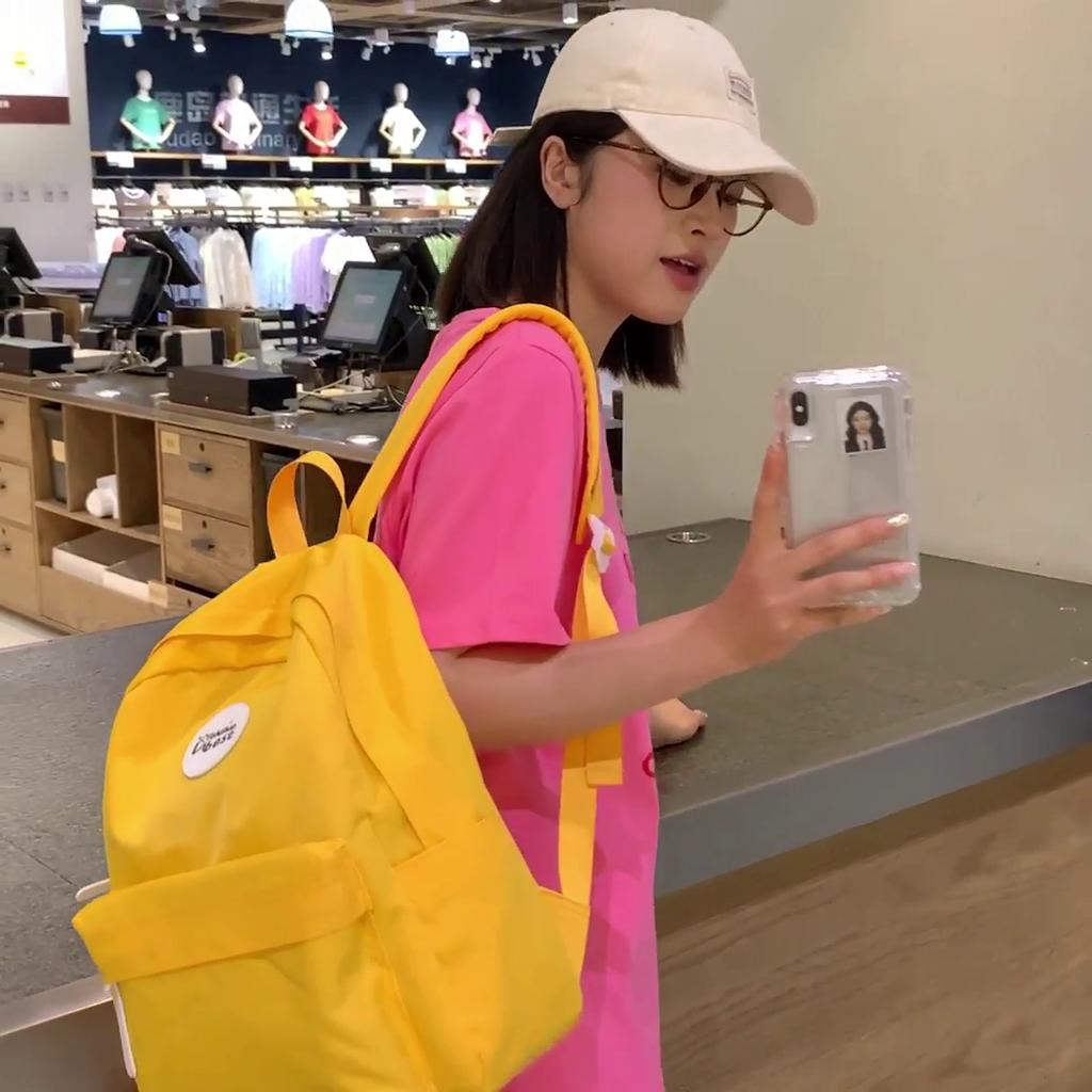 Women's Schoolbag Lightweight Backpack College Style High School Student Solid Color Backpack