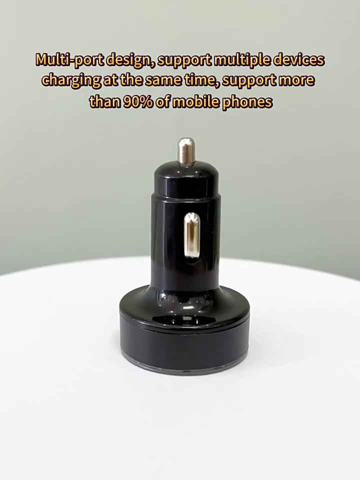 65W 6-Port Fast Car Charger with Voltage Display - QC3.0 & Dual PD Ports - Colorful LED for 12-24V Vehicles