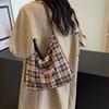 Large Capacity Backpack Women's Commuter Bag Plaid Tote Bag Cartoon Dog Shoulder Bag