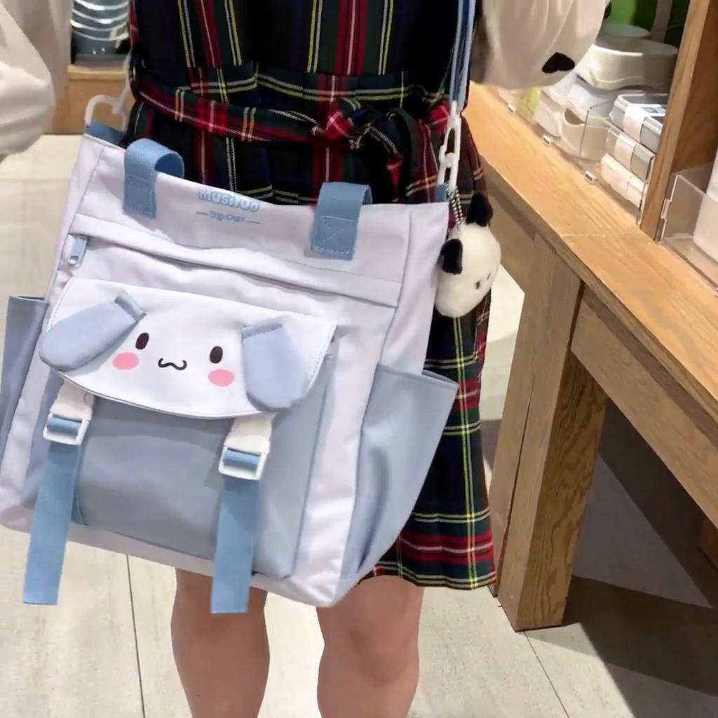 Cartoon Large Capacity Shoulder Bag Dog Pattern Student Classes Bookbag Crossbody Bag