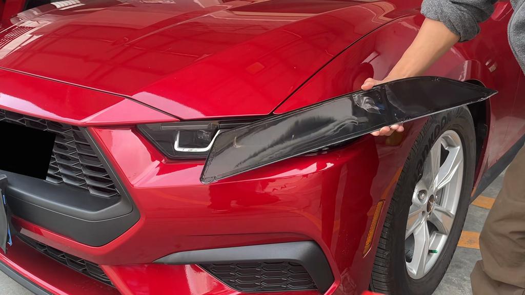 Decoruri ABS pentru Faruri Față pentru Ford Mustang 2024 Up Accesorii Exterioare, Negru Fumuriu