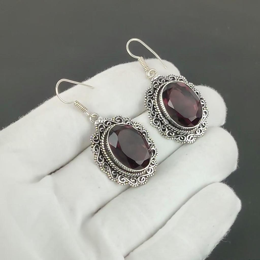 Pink Amethyst Gemstone Earrings, 925 Sterling Silver Earrings, Silver Earrings For Gift, Pink Amethyst Dangle Drop Earrings For Engagement Gifts