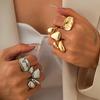 Fashion Sense Glossy Three-piece Ring Set Irregular Simple Water Drop Ring Alloy Personality Niche Design Sense Ring Daily Commuting for Women