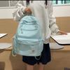Large Capacity School Bag Women's Solid Color Backpack Lightweight Student Backpack Sports Travel Bag