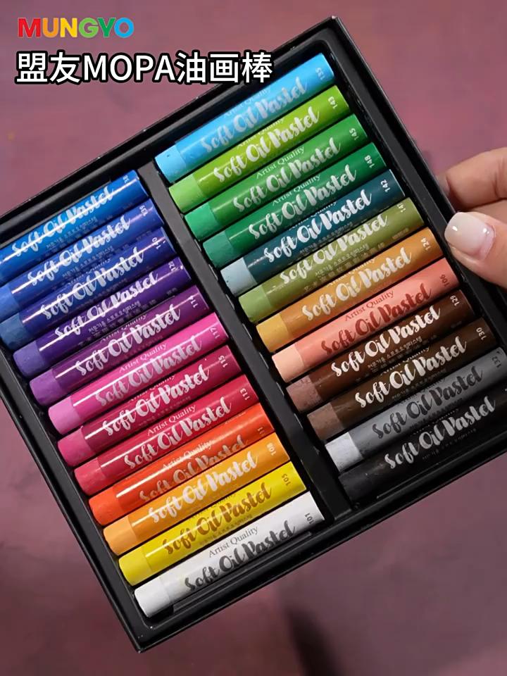 24Pcs Artist Grade Oil Pastels Soft Texture Vibrant Color Non Toxic Oil Crayons Safe Box Packed for Drawing Sketching Art Creation